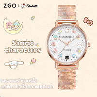 【รับประกัน 6 เดือน】ZGO นาฬิกาข้อต่อ sanrio ของเด็กผู้หญิง นาฬิกาฮัลโหลคิตตี้ นาฬิกาลำลองแบบเรียบง่าย นาฬิกาควอทซ์กันน้ำเรืองแสง