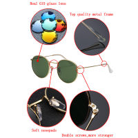 Real Glass Lens UV400 Retro Round Sun glasses sunglasses men women luxury designer brand feminine oculos de sol 3447