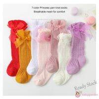 【hot sale】 ❁♣ C10 BABYGARDEN-Baby Girls Long Socks Princess Solid Color Cute Bowknot Breathable Loose Mouth Socks Over-The-Knee Socks