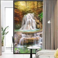 Window Film Privacy Frosted Glass Sticker Heat Insulation and Sunscreen Waterfall Decoration Adhesive sticker for Home Screen Protectors