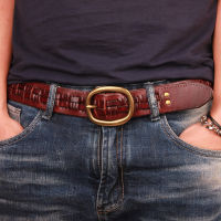 New Fashion Top Layer Pure Cowhide Genuine Leather Men Belt Manual Knitted Belts Retro-style Needle Button Copper Buckle Strap