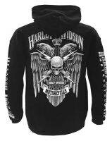 Harley-Davidson เสื้อกันหนาวผู้ชาย Lightning Crest Hooded Sweatshirt สีดำ