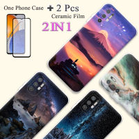 2 IN 1สำหรับ Xiaomi Poco M3 Pro Redmi Note 10 5G เคสเคสซิลิโคนเนื้อนิ่ม TPU มาพร้อมกับปกป้องหน้าจอเซรามิกโค้ง