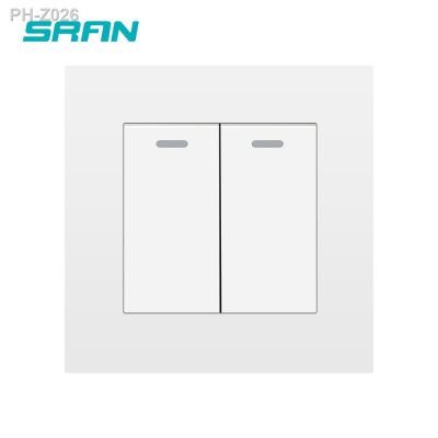 【DT】hot！ SRAN Wall switch 2gang 1/2way 16A 86mmx86mm white/black/gold/gray flame retardant pc with  iron plate