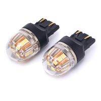 (Premium car)2x Coper Base 7443 LED T20โคมไฟรถยนต์ W21/5W Super Bright Auto Hi/low Light All In One Bulb Reverse Parking Turn Signal สีขาว