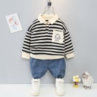 ۞℗ 2021 Spring Causal Suit Baby Boys Girls Cartoon Strips T Shirt Pants 2pcs/Set Children Clothing Kids Infant Sportswear 0-5 Years