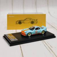 Master 1:64 Model Car Pandem FD3S Rocket Bunny Open Front Cover Alloy Die-Cast Vehicle - Gulf Coating