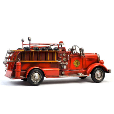 1925 Retro Iron Fire Engine Truck Car Model Diecast Alloy Street Toys For House Hold Kids Children Toy Or Collection Display