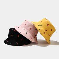 [hot]Cartoon Watermelon Printed Reversible Bucket Hat Men Outdoor Hip-Hop Fisherman Cap Street Beach Bob Women Double Side Panama Hat