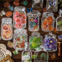 +【】 35 Pcs/Pack Flower Sticker Set Large Size Design Pet Transparent Butterfly Leaf Floral Decals Decorative Journaling Stickers