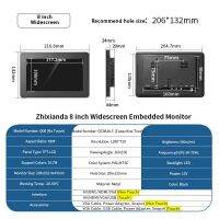 ZHIXIANDA หน้าจอไวด์สกรีน1280X720 8นิ้วแบบสัมผัสแบบ16:9หน้าจอตรวจสอบกับ HDMI แบบฝังอินเทอร์เฟซ VGA