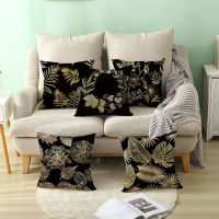 2021 New Fashion Festival Pillowcase Black Bronzing Cushion Covers Flower Leaves Throw Pillow Case 45*45 Pillow Cover Decorative