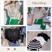 Mira_shopเสื้อคอกลมผ้าบาง น่ารักใส่แล้วไม่ร้อน เสื้อยืด เสื้อแฟชั่นผญ 07842#