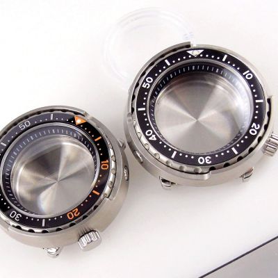 NH35A NH36A Tuna Dive Steel Watch Case Crown At 4 Waterproof Case SKX Replacement Parts For Mod 46.5Mm Black Chapter Ring