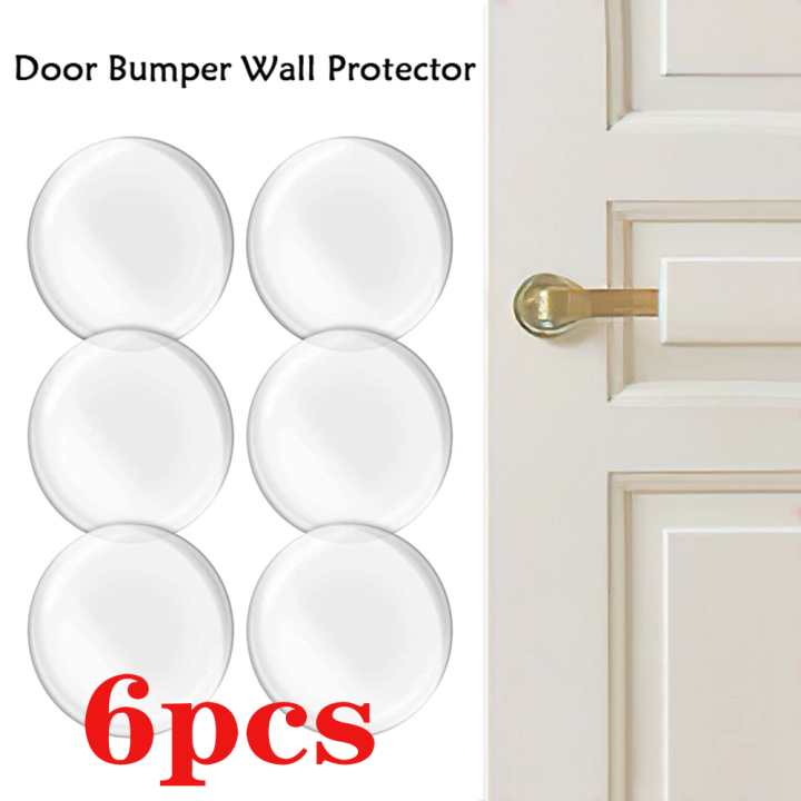6pcs Door Handle Stopper, Reusable Clear Silicone Wall Protector, Round