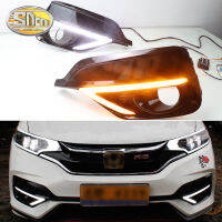 SNCN ไฟเลี้ยวรถ DRL LED 12V สำหรับ Honda Jazz กีฬา RS 2018สีเหลือง2019 2ชิ้นไฟตัดหมอกรถยนต์ไฟขับขี่เวลากลางวัน