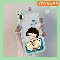 เคส Chenyyyka สำหรับ VIVO Y93เคส Y91C Y93S การ์ตูนน่ารักเด็กหญิงสีสันสดใสสีทึบกันกระแทกเคสมือถือป้องกันรอยขีดข่วน Antiskid โปร่งใสฝาครอบป้องกัน