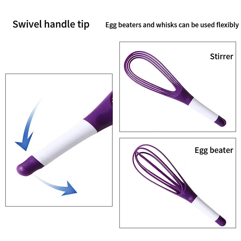 Collapsible 2-In-1 Balloon/Flat Whisk Manual Egg Beater Foldable Egg  Frother for Blending Whisking Stirring Kitchen Use Egg Tool