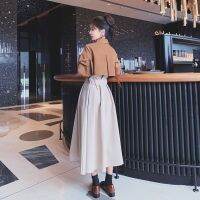 French Minority Fake Two-piece Dresses Women Autumn 2021 New Fashion Design Sense Dress Contrast Color Shirt Long Skirt Jumpsuit