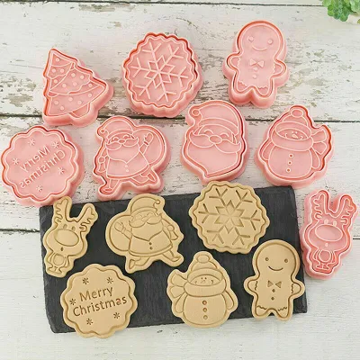 3D Biscuit Molds Christmas Cookie Cutters DIY Baking Tools 3D Biscuit Molds Cartoon Biscuit Moulds ABS Plastic Baking Moulds Cookie Decorating Tools Christmas Biscuit Decorations Christmas Baking Supplies Festive Cookie Cutters Holiday Baking Tools