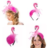 Cute Animals Stuffed Flamingo Hair Hoop Women Headband Makeup Head Band for Photoshoot Christmas Hair Accessories