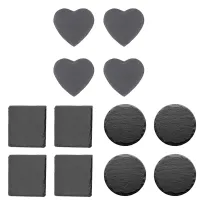 4 Pieces Rustic RoundHeartSquare Slate Stone Coasters 4 Inch Handmade Coasters for Bar and Home