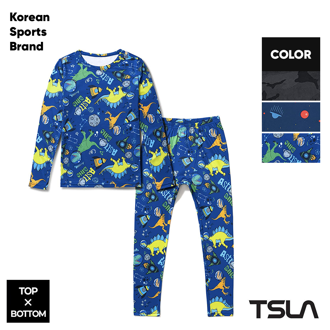 TSLA Kid's & Boy's and Girl's Thermal Underwear Set Soft Fleece Lined Long Johns Winter Base Layer Top & Bottom 