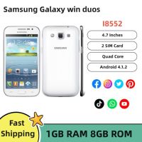 Original Samsung Galaxy win duos I8552 4.7 นิ้ว Android โทรศัพท์มือถือ 4GB ROM Wifi GPS Quad Core Touchscreen โทรศัพท์มือถือ