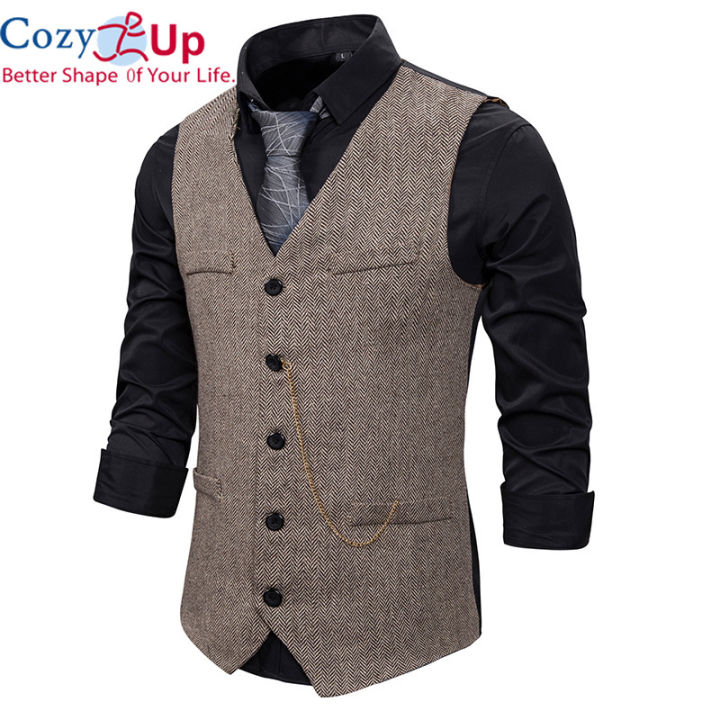 Cozy Up Formal Mens Suit Vest New Casual Chain Solid Color Business ...