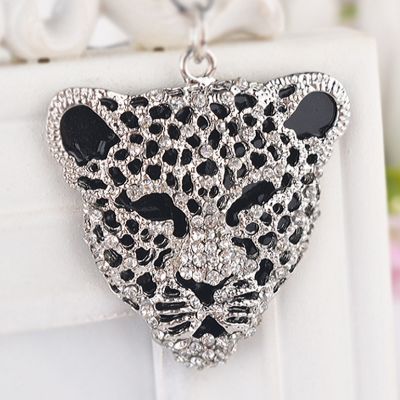 Cute Leopard Head Rhinestone Keyring Charm Pendant Purse Bag Key Ring Chain Keychain Gift for Women Key Holder AZL677