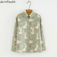 Joinyouth Japanese Shirts Women Cartoon Rabbit Print Chiffon Blouses Women 2021 Sweet Loose Tops Camisas Mujer Blusas Female