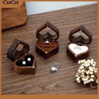 CUCU รูปหัวใจ ทำจากไม้ เคสของขวัญ กล่องเก็บแหวน กล่องเครื่องประดับอัญมณี ที่วางของ กล่องแสดงสินค้า