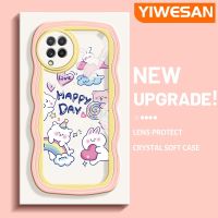 YIWESAN เคสปลอกสำหรับ Samsung Galaxy A22 4G A22 5G เคส M22ลายกระต่ายสีสันสดใสเคสมือถือกันกระแทกแบบใสนิ่มเคสโปร่งใสลายกล้องถ่ายรูปซิลิกาเจลปกป้อง