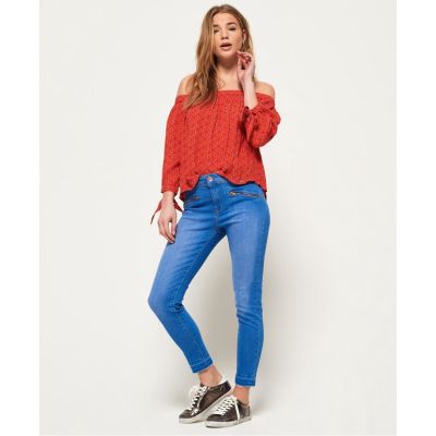 SUPERDRY ELANA SKINNY CROPPED - กางเกงยีนส์ สำหรับผู้หญิง สี Hula Blue