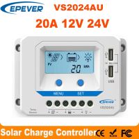 เครื่องควบคุมการชาร์จพลังงานแสงอาทิตย์20A VS2024AU Epever 12V 24V LCD แบล็กไลท์ USB คู่5V แผงโซล่าบวกร่วมกันสำหรับบ้าน