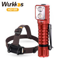 Wurkkos ไฟหน้า HD15R 18650 2A ไฟหน้าแบบชาร์จไฟได้2000lm คู่ LH351D LED + SST20 USB ชาร์จย้อนกลับได้สำหรับเดินป่า