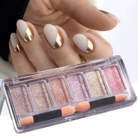 4หรือ6สีเล็บเมทัลลิค Chrome Solid Magic Mirror Powder Rose Gold Pink Glitter Nail Art Gel Polishing Pigments LA1933-1