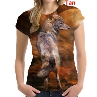 2023 newWomen Cool 3D Animal Wolf Printed T Shirts Women Personality Graphic Tee Shirt Short Sleeve Blouse