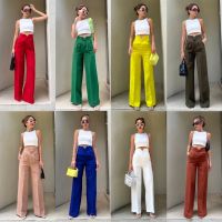 Vanessa V cut high-waist pantขอบวีป้ายพรมทอง?