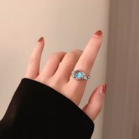 DCNSFI แหวนนิ้วผู้หญิง ย้อนยุค เงางาม Rhinestones ดาว คริสตัล ทองแดง เพทาย มูนสโตน แหวนเงิน แหวนสไตล์เกาหลี แหวนเปิดหญิง แหวนผู้หญิง