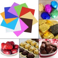 100 Pcs 5 Colors Chocolate Candy Wrappers Aluminium Foil Paper Wrapping Papers Sweets Lolly Paper Food Candy Tin Foil Wrappers