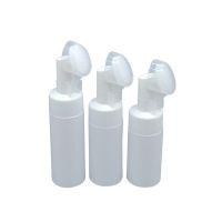 Portable Face Cleanser Bottle With Foaming Pump Silicon Brush Massage Head For Facial Foam Cleanser Skin Care Bottle