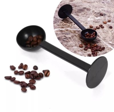ช้อนตักกาแฟ+กดกาแฟ พลาสติก ขนาด 10 กรัม ใช้งานคู่ 2 in 1 ยาว15.5 ซม. แป้นกด 5 ซม. เหมาะใช้คู่กับ มอคค่าพอท