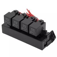 15Ways 12V Car Boat Fuse Relay Box Kit 4 Relays Multi-circuit Assembly 15 Slot Fuse Holder with Relays Fuses for Auto Car Truck