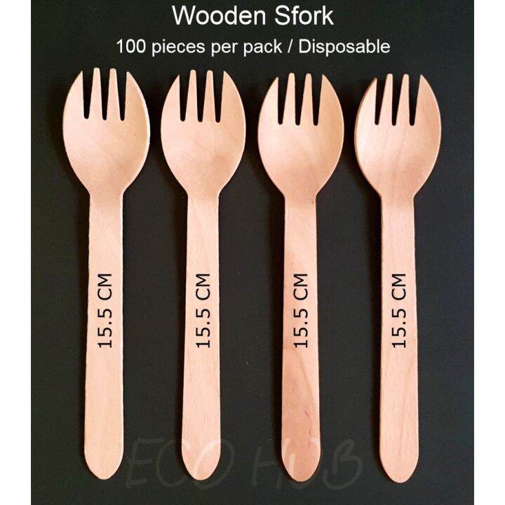 [100 pcs per pack] Disposable Wooden Sfork / Spork Lazada PH