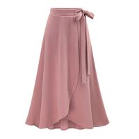 【CW】 6XL wrap maxi tie up waist ruffles long skirts  casual chic pink black saia longa falda