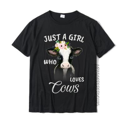 Funny Gift Watercolor Just A Who Loves Cows T-Shirt Cheap Mens T Shirt Personalized Tops Shirts Cotton Group