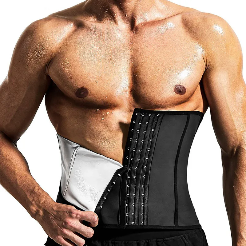 Waist Trainer for Men Sweat Belt Body Shaper Sauna Trimmer Stomach Wraps  Workout Band Waste Cinchers Corset Belly with Strap black-zipper S