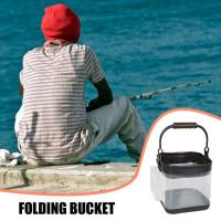 Fishing Bucket Portable Folding Wash Basin with Net and Rope Space Saving Barrel Folding Camping Bucket for Outdoor Traveling Hiking Fishing accepted