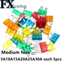 30Pcs Standard Auto Blade Fuse For Car 5A 10A 15A 20A 25A 30 AMP Each 5pcs Car Fuse Auto Fuse White Yellow Red Blue Orange Green Fuses Accessories